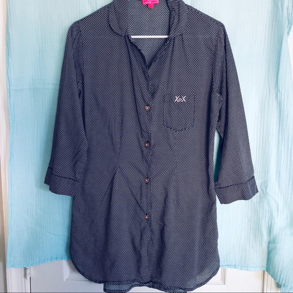 Betsey Johnson button down pajama tunic top